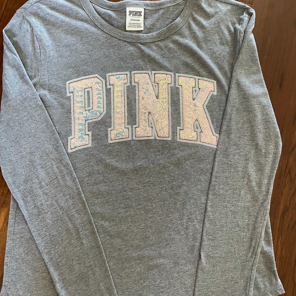 NWOT Victoria Secret Pink bling ling sleeve tee with sequin